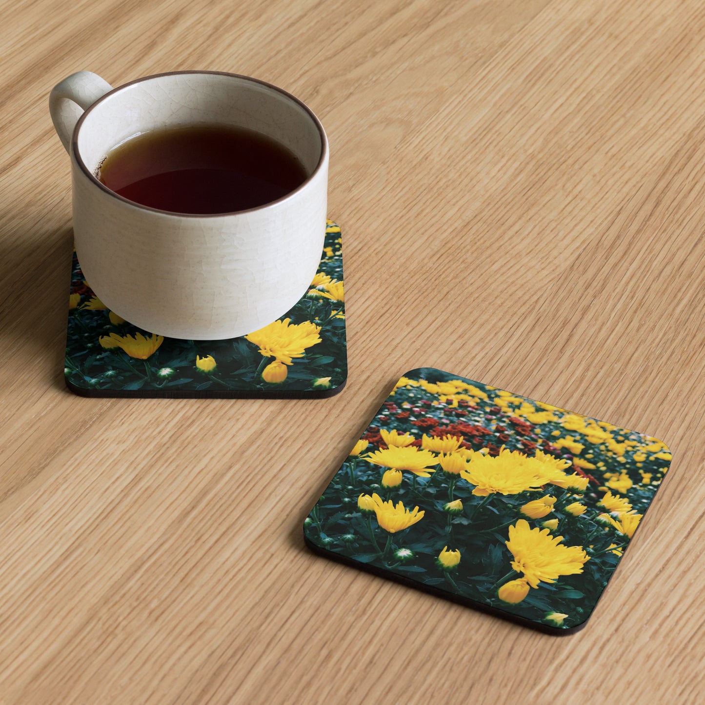 Floral Image on Cork-back coaster ( 1 )