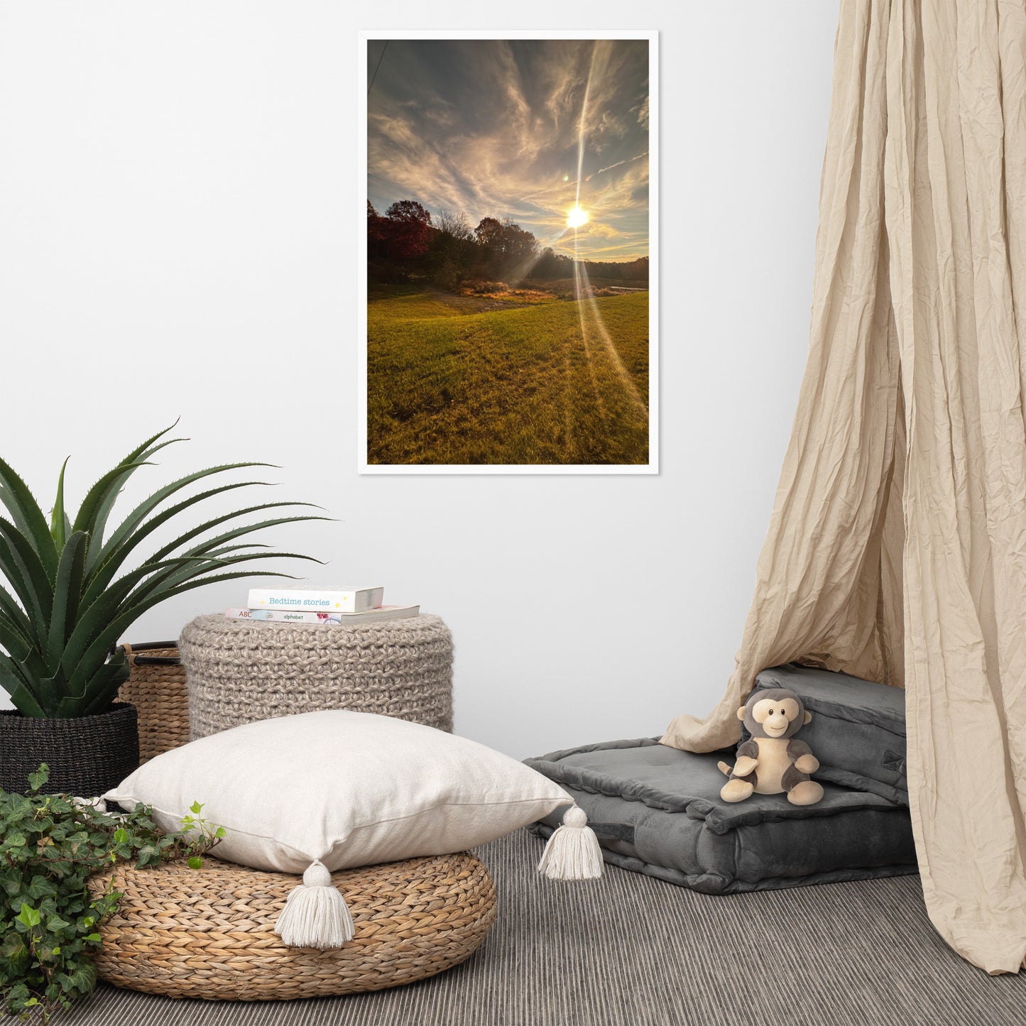 Framed Image of Sunset Field Poster