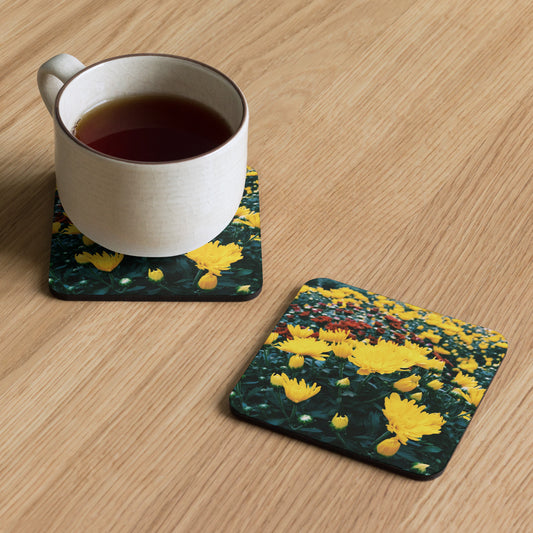 Floral Cork-back coaster